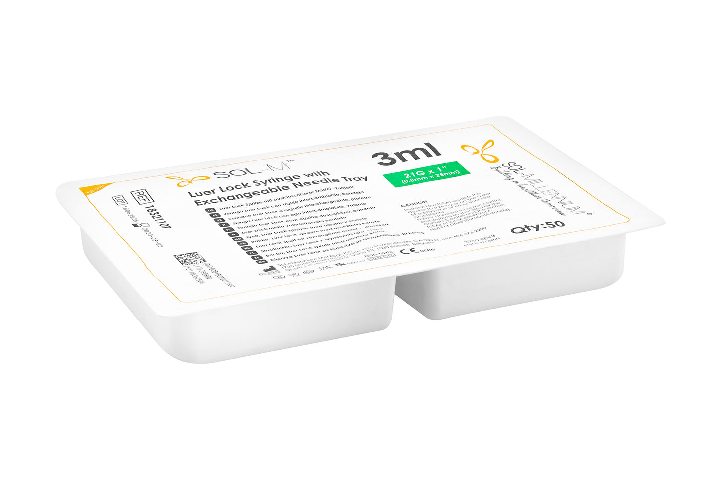 Sol-M® 3-Piece Syringe with Exchangeable Needle Combo Convenience Tray